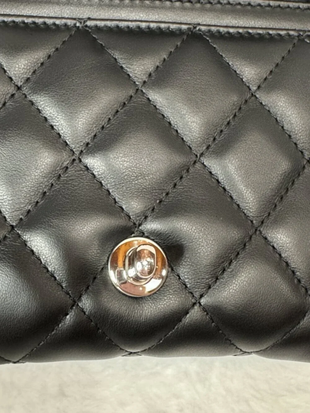 CHANEL Uniform Flap Bag Black Quilted Lambskin Silver CC Crossbody Belt Bag Conv